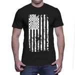 Mens Silver American Flag V-neck T-shirt