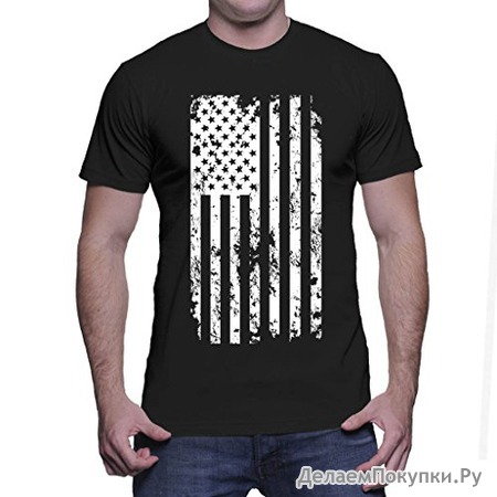 Mens Silver American Flag V-neck T-shirt