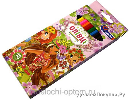 Карандаши цветные "Josef Otten" 12 цветов "Веселые девочки"