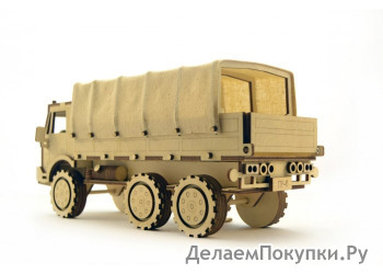 Конструктор 3D деревянный подвижный Lemmo Военный Грузовик