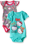 Hello Kitty Baby Girls' 2 Pack Bodysuit with Allover Animal Print