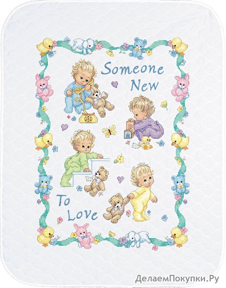 Dimensions Needlecrafts Stamped Cross Stitch, Someone New Baby Quilt