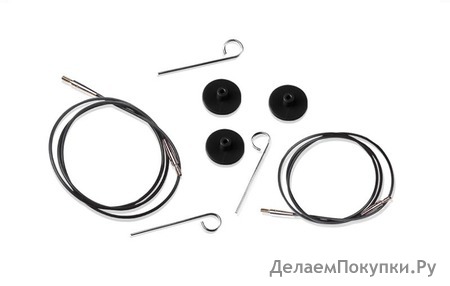 KNPR.10523 Knit Pro Тросик (заглушки 2шт, ключик) для съемных спиц, длина 76 (готовая длина спиц 100