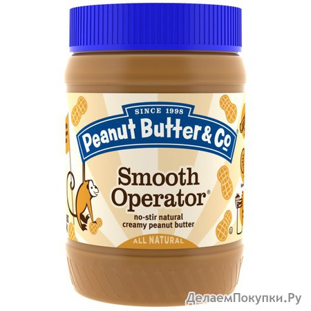 Peanut Butter & Co., Smooth Operator, Натуральное Арахисовое Масло, 16 унций (454 г)
