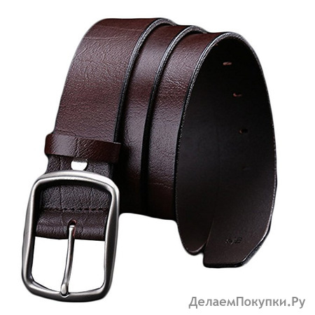 Mens Classic Brown Leather Belt 1.49" Wide For Jean and Dress