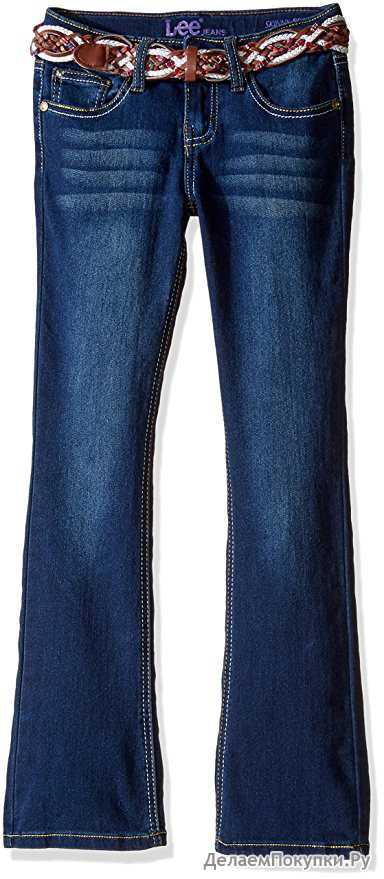 Lee Big Girls' Multi-Stripe Leather Belted Boot Jean