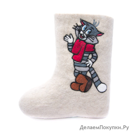 Валенки детские "Полосатый кот", с галошами. Размеры: 30-34