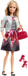 Barbie Style Doll, White Jacket & Black Floral Print Skirt