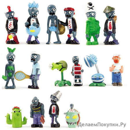 BIGOCT 16 X Plants vs Zombies Toys Series Game