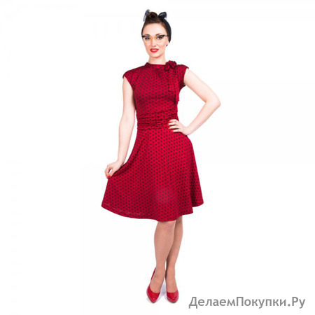 'Dottie' Red Black Polka Tea Dress