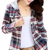 Asher Women Classic Long Sleeves Cotton Hoodie Button-up Plaid Shirts