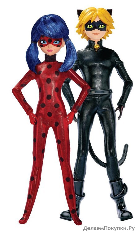 Miraculous 10.5-Inch Fashion Doll 2-Pack, Ladybug and Cat Noir