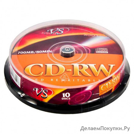  CD-RW VS 700Mb 8x-12x, Cake Box, 10 (VSCDRWCB1001)