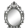 MONOINSIDE Small Decorative Framed Oval Wall Mounted Mirror, Classic Vintage Baroque Design, 15" x 10.5", Plastic, Ornate Gray Finish
