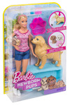 Barbie Newborn Pups Doll & Pets Playset, Blonde