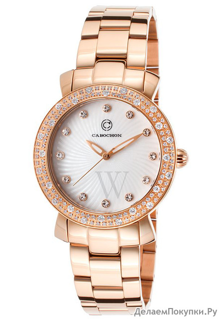 Cabochon  Rose-Tone Stainless Steel White Dial