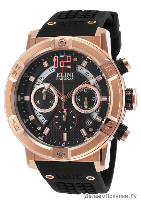 Elini Barokas ELINI-20003-RG-01 Spirit Chrono Black Rubber and Dial Rose-Tone Case