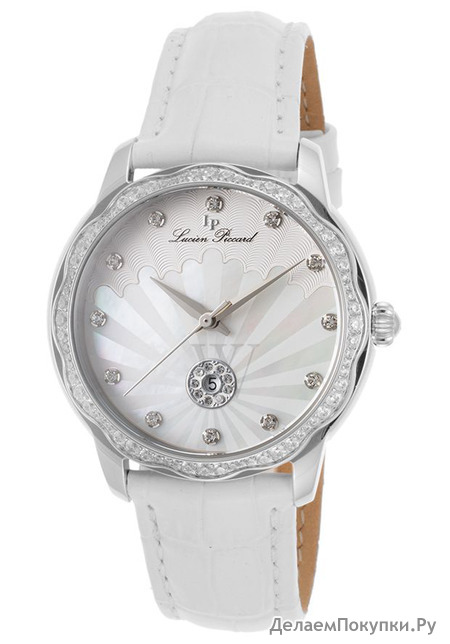 Lucien Piccard LP-40042-02MOP-WHS Balarina White Genuine Leather MOP Dial SS