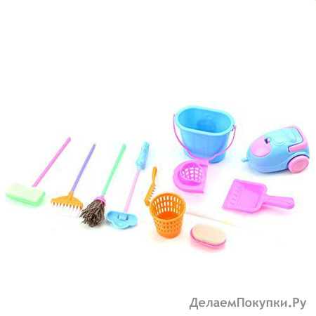 Chunlin Mini Cleaning Set Doll House Decoration Home Furniture Furnishing Cleaning Cleaner Kit For Barbie Doll House