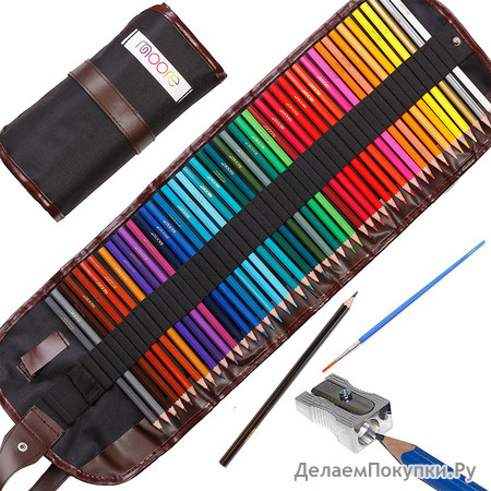 Moore: Premium Art Color Pencils Set of 48 pcs Pre-Sharpened Vibrant Colors For Adults and Kids, with Free Kum Alloy Metal Sharpener (made in Germany) in a Canvas Roll up Case
