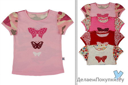 463 Джемпер для девочки короткий рукав (кулир, печать). Размеры: 48-60