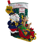 Bucilla 18-Inch Christmas Stocking Felt Applique Kit, 86711 Officer Santa
