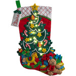 Bucilla 18-Inch Christmas Stocking Felt Applique Kit, 86710 Christmas Tree Surprise