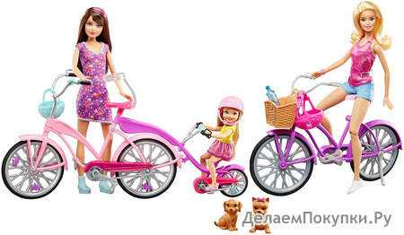 Barbie, Skipper and Chelsea Camping Fun Dolls With Bikes & Accessories