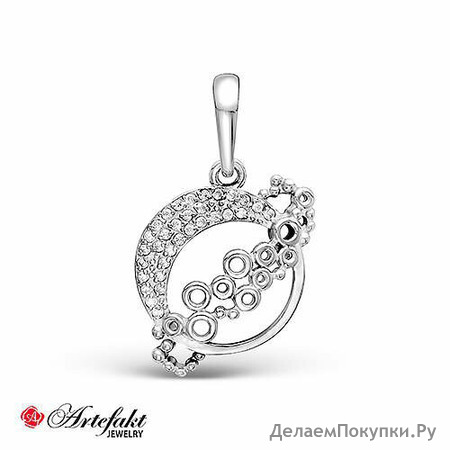Серебряная подвеска 925 пробы с бесцветными фианитами - 414
