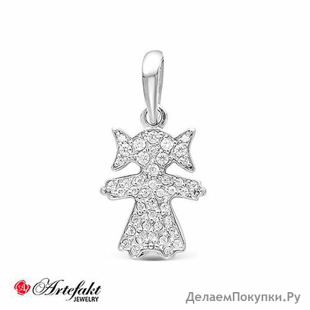 Серебряная подвеска "Девочка" 925 пробы с бесцветными фианитами - 617