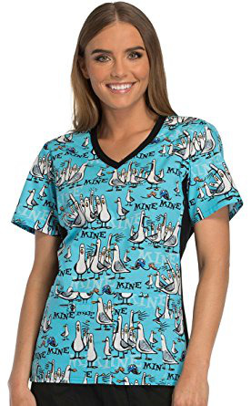 Tooniforms Cherokee Women's V-Neck Finding Dory Print Scrub Top