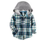 Carter's Boys' 2T-8 Long Sleeve Plaid Zip Up Hoodie