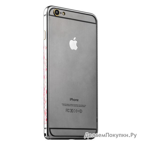   iBacks Colorful Arc-shaped Flame Aluminium Bumper  iPhone 6s Plus/ 6 Plus - gold edge (ip60064) Gray