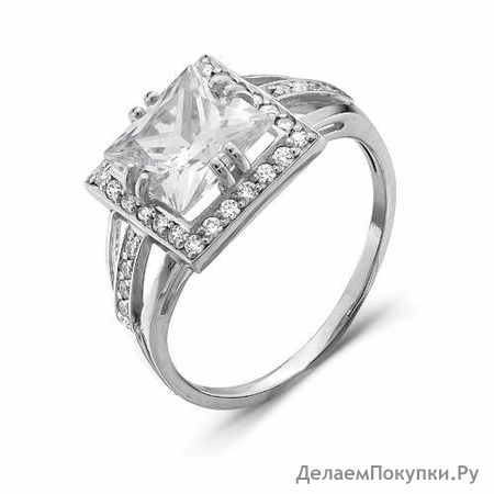 Серебряное кольцо с бесцветными фианитами 060