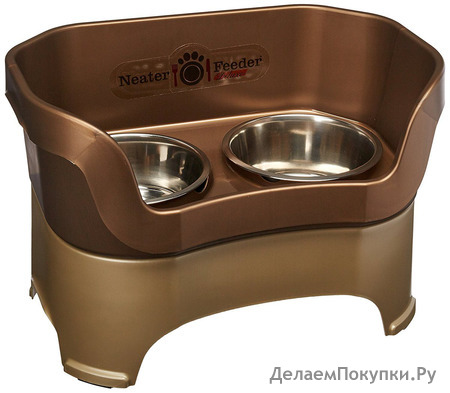 Neater Feeder Deluxe Dog (All Sizes) - The Mess Proof Elevated Bowls No Slip Non Tip Double Diner Stainless Steel Food Dish with Stand