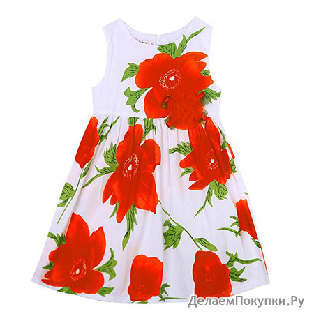 Gogolan Little Girl Summer Sleeveless Floral Printed Party Dress