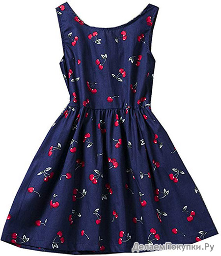 AmyStylish Little Girls Summer Cherry Printing Casual Dress