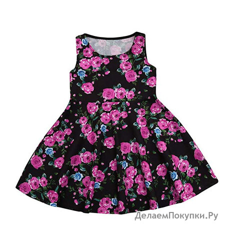 Goodtrade8 Toddler Girls Flower Tutu Dress Summer Sleeveless Skirt A-Line Princess Dress Little Kids Sundress