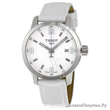 Tissot T055.410.16.017.00 Men's PRC 200 White Genuine Leather and Dial SS