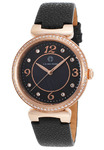 Cabochon CABOCHON-16561-RG-01 Saga Black Genuine Leather and Mother of Pearl Dial