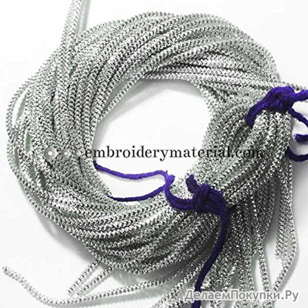 EmbroideryMaterial French Bullion Wire(Nakshi), Silver Color, 1MM, 50.29 Mtr(100 Gram)
