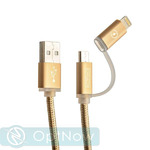 USB - COTEetCI M9 NYLON series 21 Lightning+MicroUsb cable CS2112-GD (1.0 ) 