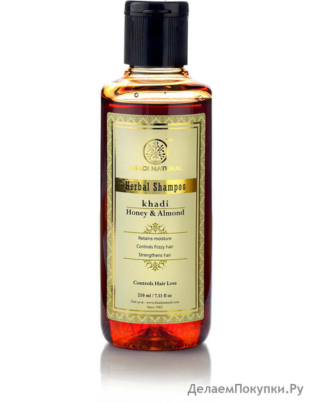       , 210 ,  ; Herbal Shampoo Honey & Almond Oil, 210 ml, Khadi