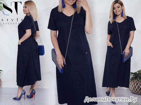 свободное платье в стиле oversize из натуральной ткани  50-56