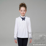 201 Блузка для девочки с длинным рукавом, размер 164, белый