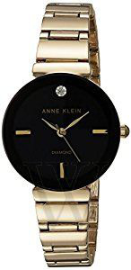 Anne Klein 2434BKGB Women's Diamond Alloy Black Dial