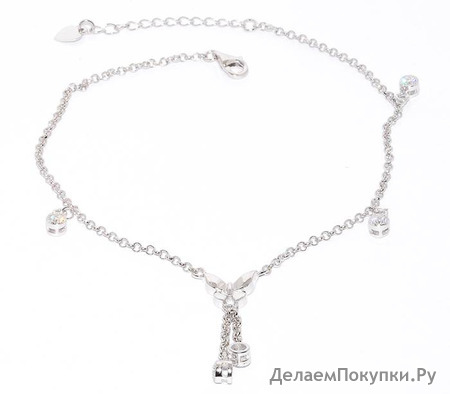 Серебряный браслет на ногу Артикул: 	04pu4546-45a-37