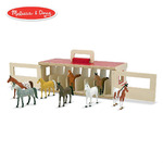 Melissa & Doug Take-Along Show-Horse Stable Play Set (Pretend Play, Encourages Creative Learning, 8 Toy Horses)