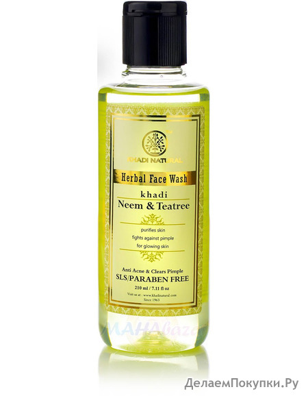           SLS  , 210 ,  ; Neem & Teatree Herbal Face Wash SLS / Paraben Free, 210 ml, Khadi