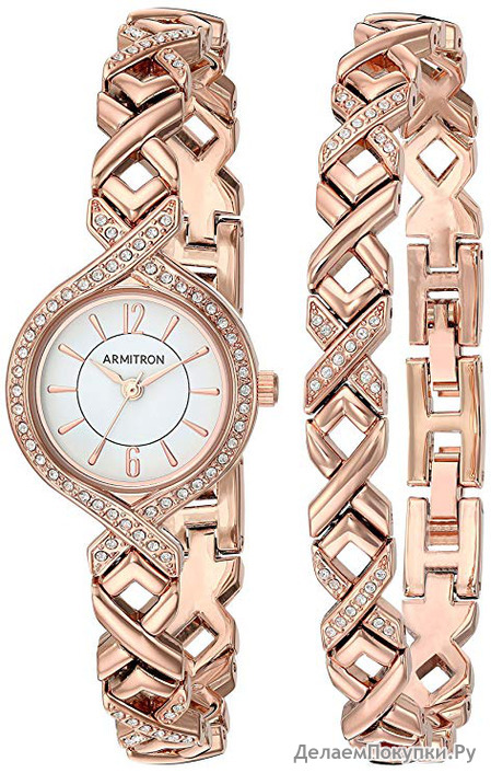 Armitron Women's 75/5412 Swarovski Crystal Accented Watch and Bracelet Set